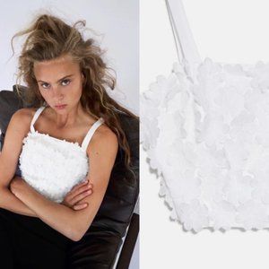 Zara Cropped Textured Weave Top M